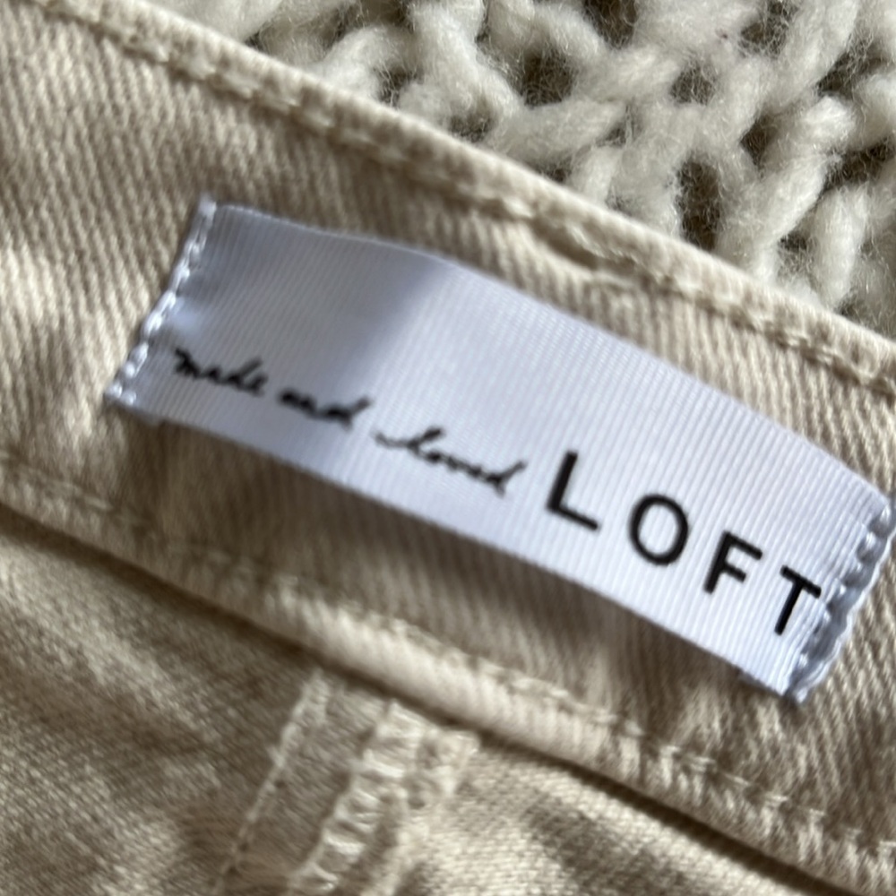 LOFT Cream The Wide Leg Jeans Raw Hems 28 6 Worn Once - Picture 3 of 7